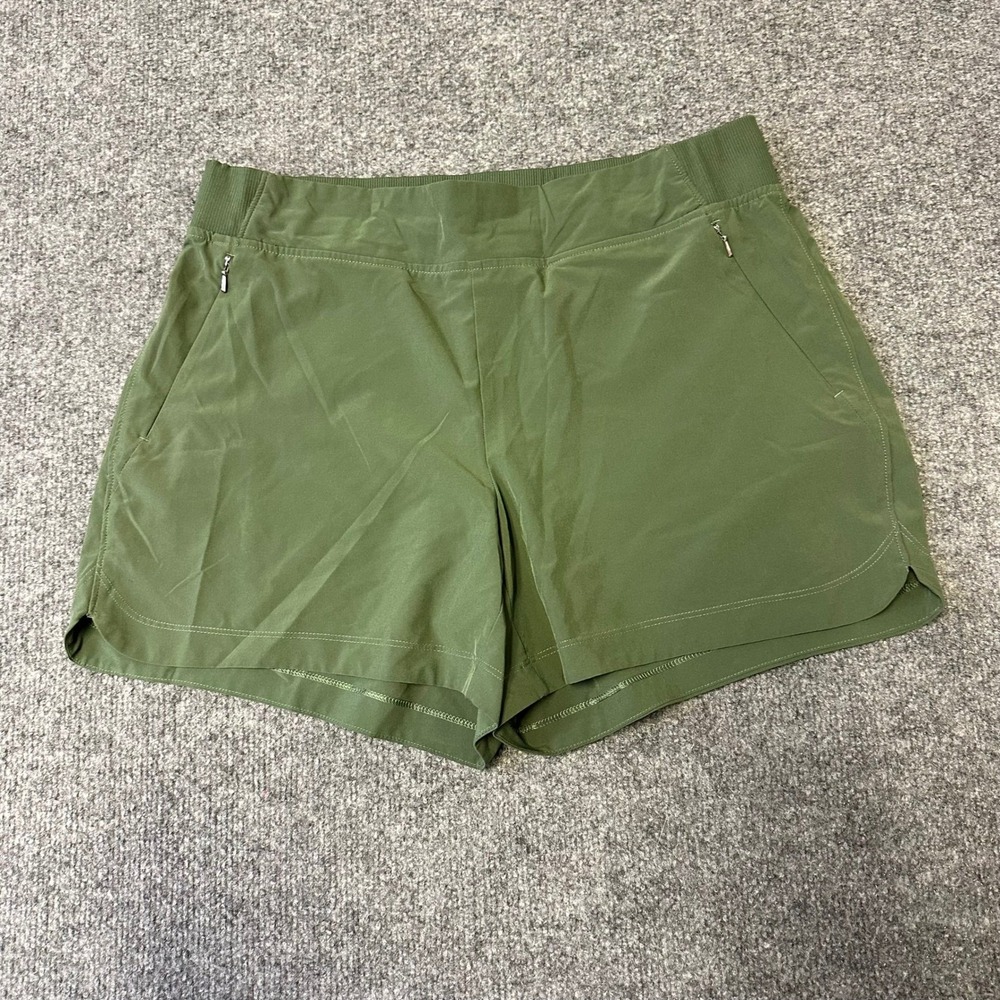 CALIA Shorts Womens Size M Olive Green Anywhere Athletic Zipper Pockets Hiking